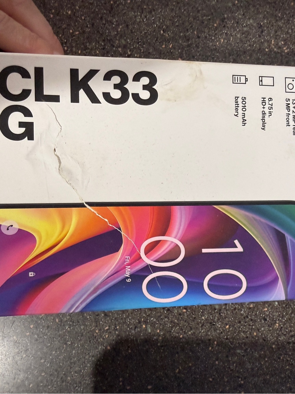 TCL K33 5G Box with Red Logo on White